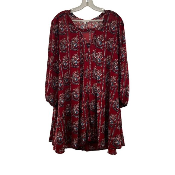 JODIFL Women's Floral Shift Dress Long Sleeve Red/Multi Size Large - Picture 1 of 9